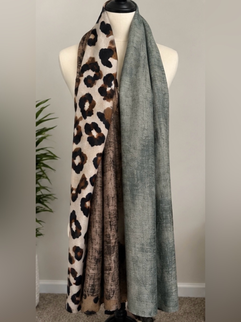 Home Accents Leopard & Textured Curtain Panel Set in Brown and Green